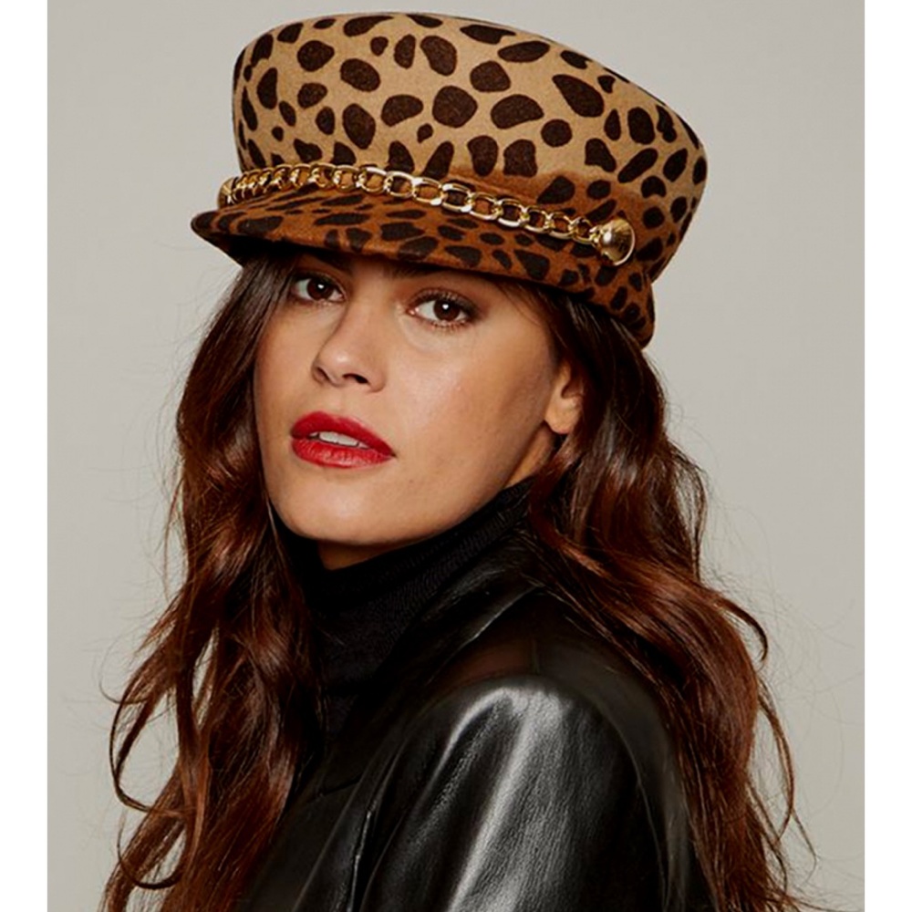 Eugenia Kim Sabrina Leopard Print Wool News Boy Cap | ONE SIZE | NWT